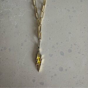 Kristina Wright Gold Neon Yellow Lightning Bolt Necklace